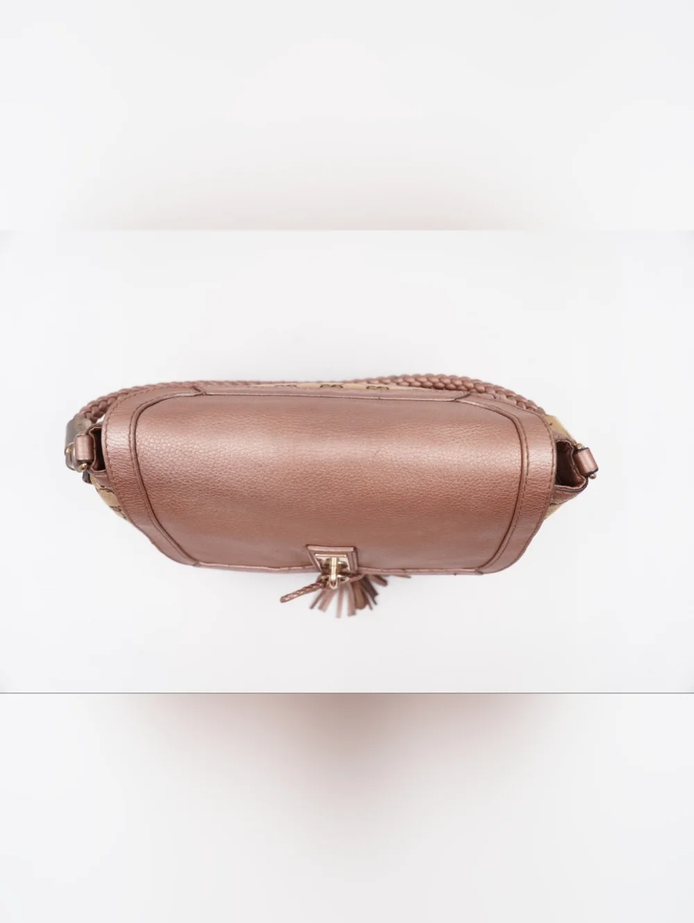 CH28 ❤️ GUCCI Monogram Bella Flap Bag Bamboo - Picture 9 of 16